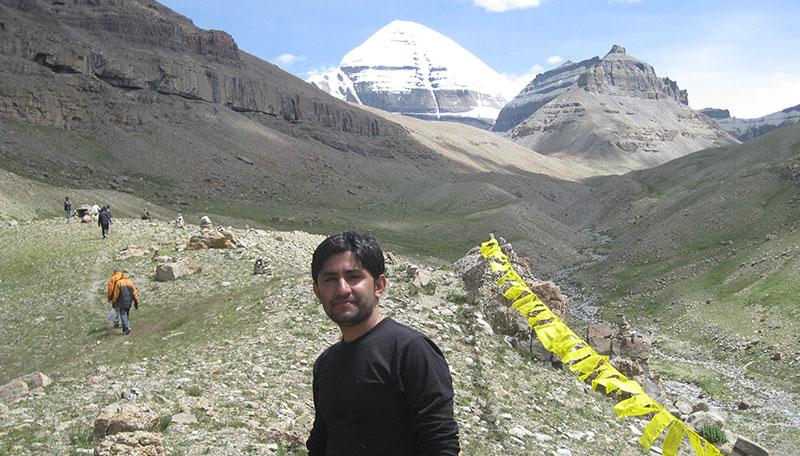 Baburam in front of Mount Kailash